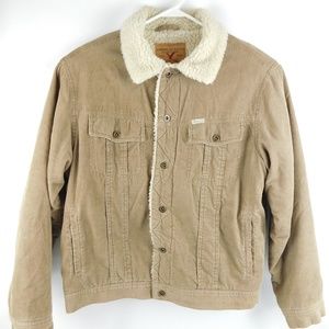 American Eagle Corduroy Faux Fur Bomber Jacket